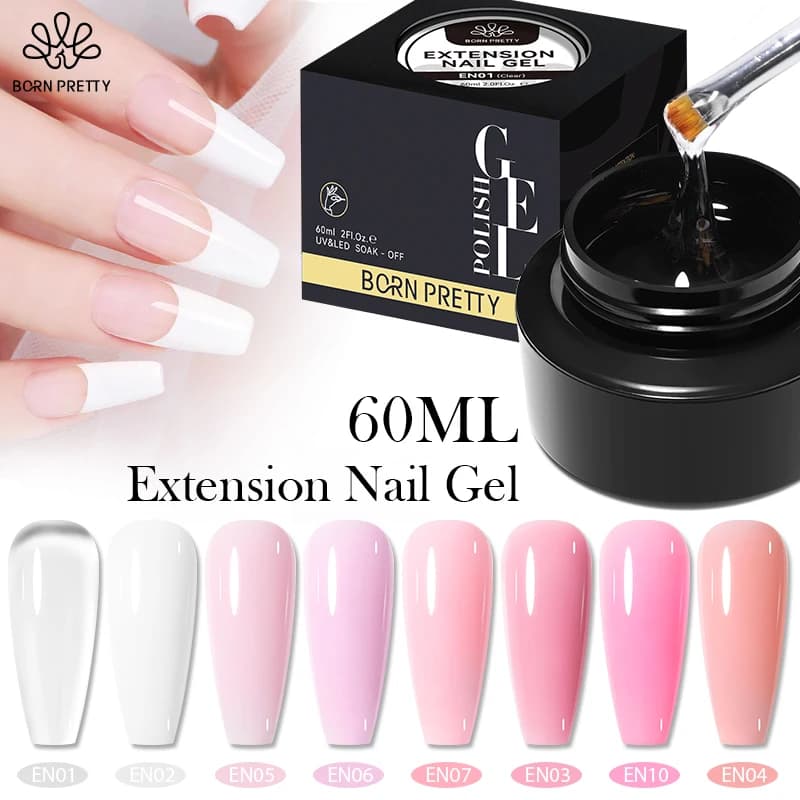 BORN PRETTY 60ml Gel trasparente per estensione unghie Gel UV acrilico Soak Off Crystal Estensione rapida Dito Gel duro Punte per unghie Manicure