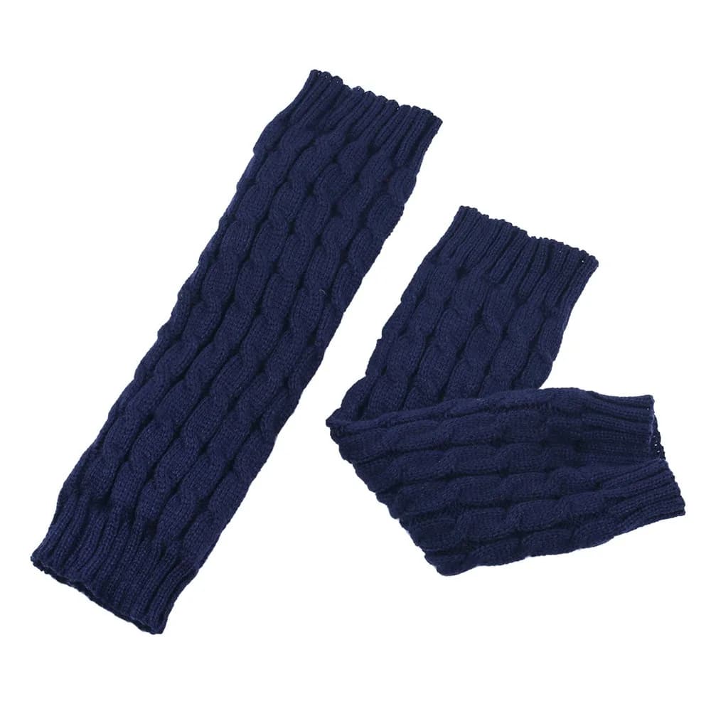 Men's Scaldamuscles knitted pattern twist long double layer socks lined in fleece thickening hot boots with sleeves for leg warmers