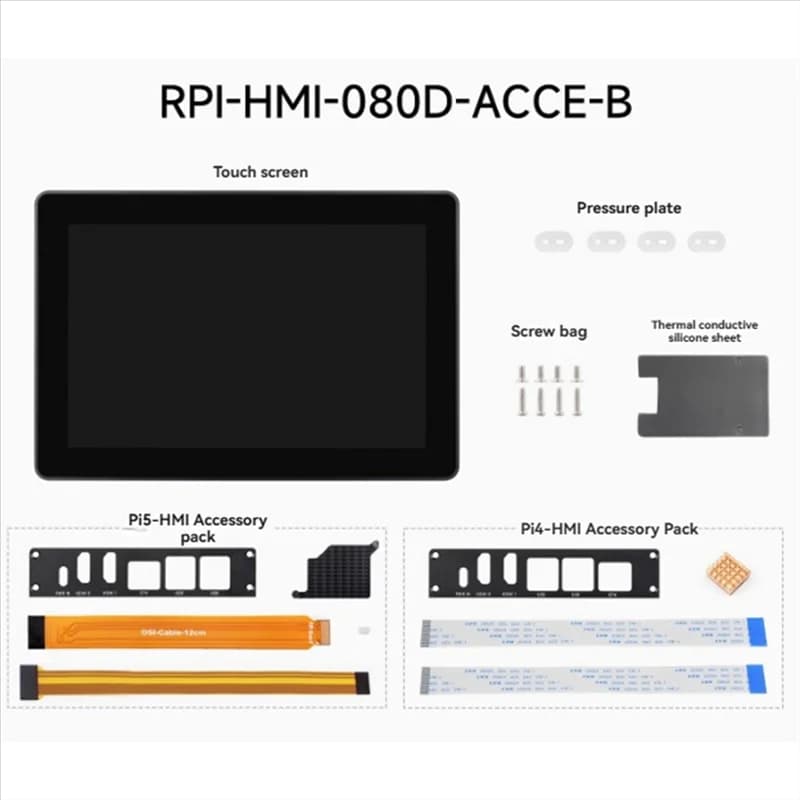 Efficiente schermo touch HMI industriale da 8 pollici con fotocamera frontale da 5 MP per risoluzione Raspberry Pi 5- 1280X800