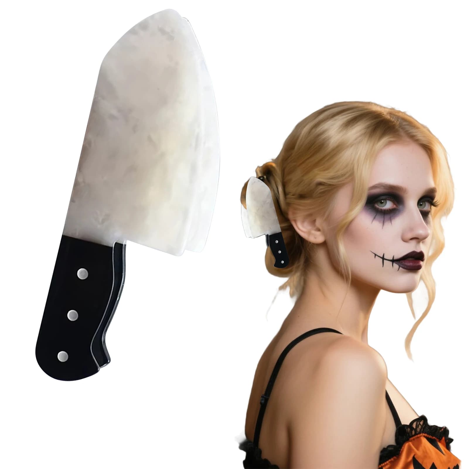 Fermaglio per capelli a forma di coltello finto stile punk Clip per artiglio di squalo Accessori per capelli gotici di Halloween per donne Ragazze Porta coda di cavallo