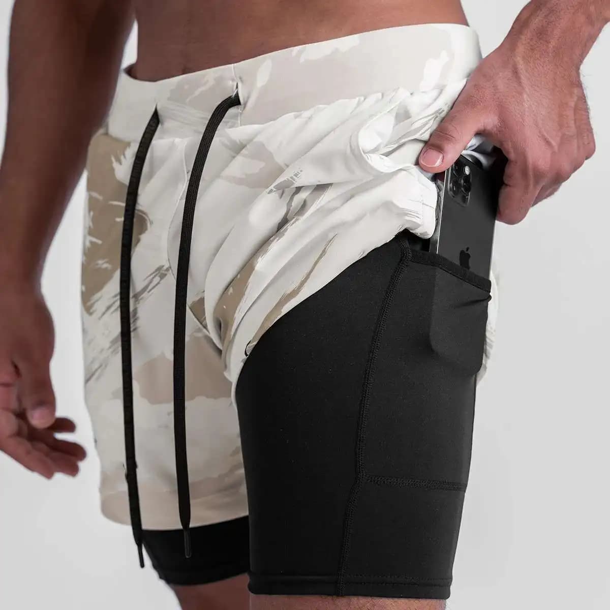 Nuovi Pantaloncini Sportivi Estivi da Uomo, Traspiranti a Doppio Strato, per Corsa e Ciclismo, Gamba Dritta, Vita Media, Casual