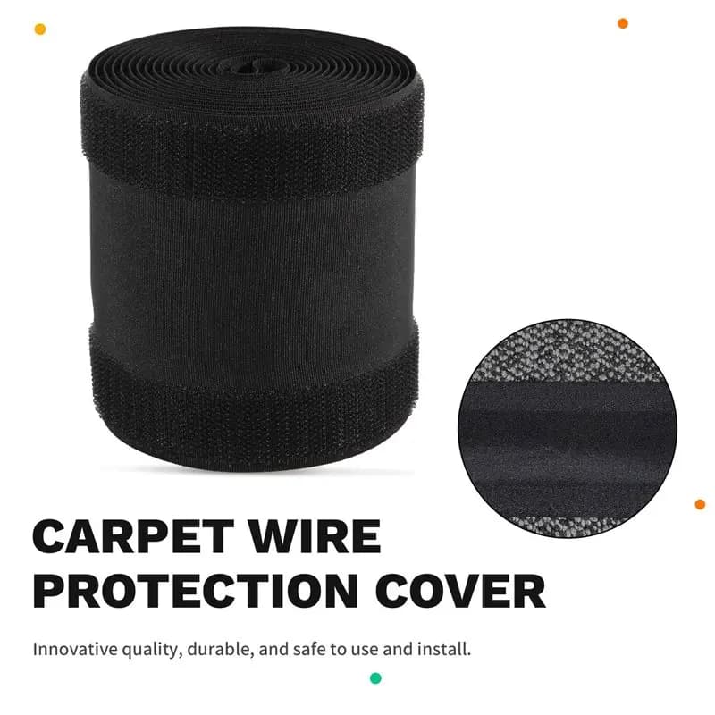 DT39 5X Cable Grip Floor Cable Cover Cord Protector for Carpet 10 Feet Black Cable Management
