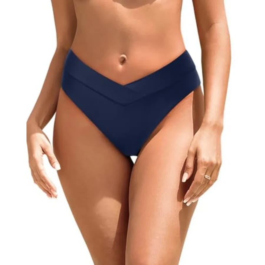 Zmart Women V Cut Cheeky Bikini Bottom - High Cut Bathing Suit Bottom Mid Rise Swim Bottoms Swimsuit
