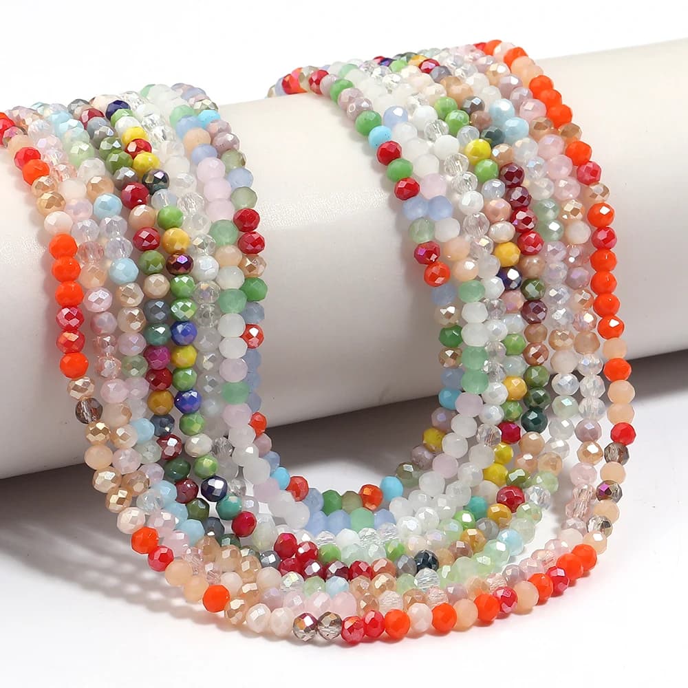 1 filo/lotto Perline di cristallo sfaccettate colorate Perline di vetro di colore AB misto Perline sfuse per la creazione di gioielli Bracciale collana fai da te