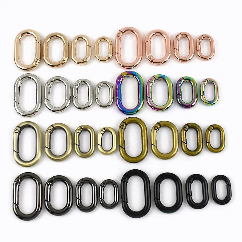 5/10 Pezzi Moschettone a O ad anello ovale 13-40mm, Fibbia a molla apribile in metallo, Gancio per borsa, Anelli a scatto, Ganci di collegamento per portachiavi