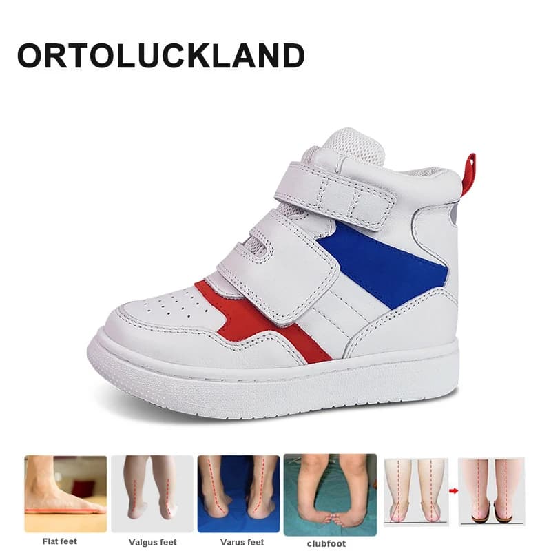 Ortolucland Sneakers per bambini ragazze stivali in vera pelle bambino primavera Flatfeet calzature ragazzo bambini scarpe ortopediche
