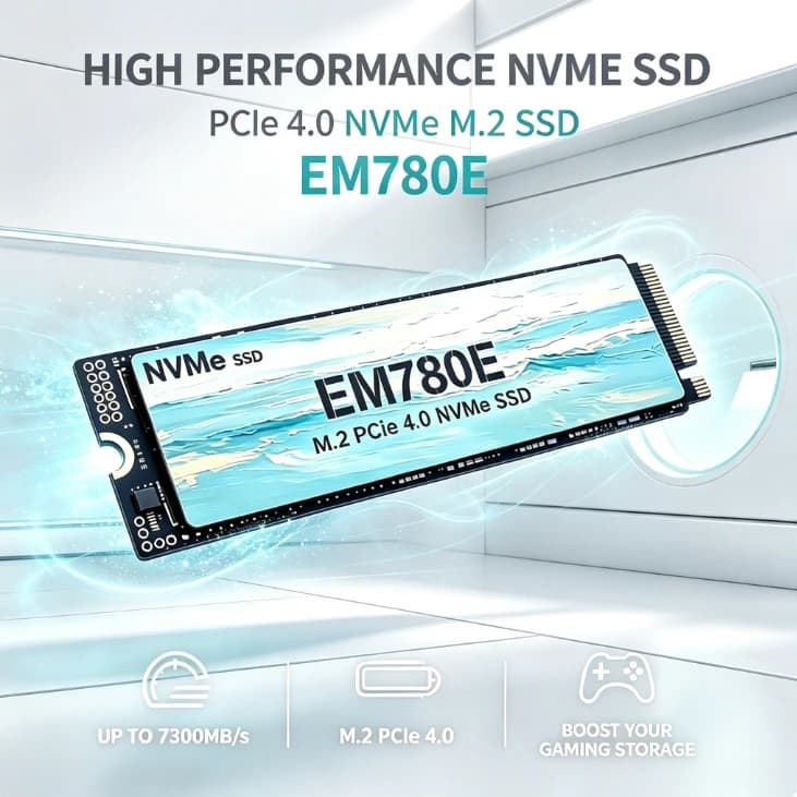 Original EM780E Portable External NVMe SSD PCIe Gen4 High Performance Solid State Drive Fast Storage for PC Laptop Desktop