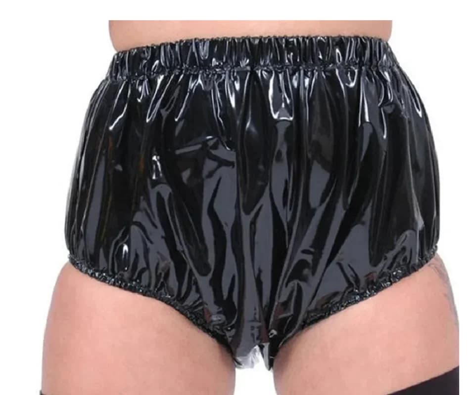 Adult Baby Shiny Pvc Diaper Pants Sissy Elastic Waist Shorts Combination Sexy Underwear Underwear Nightclub Underwear