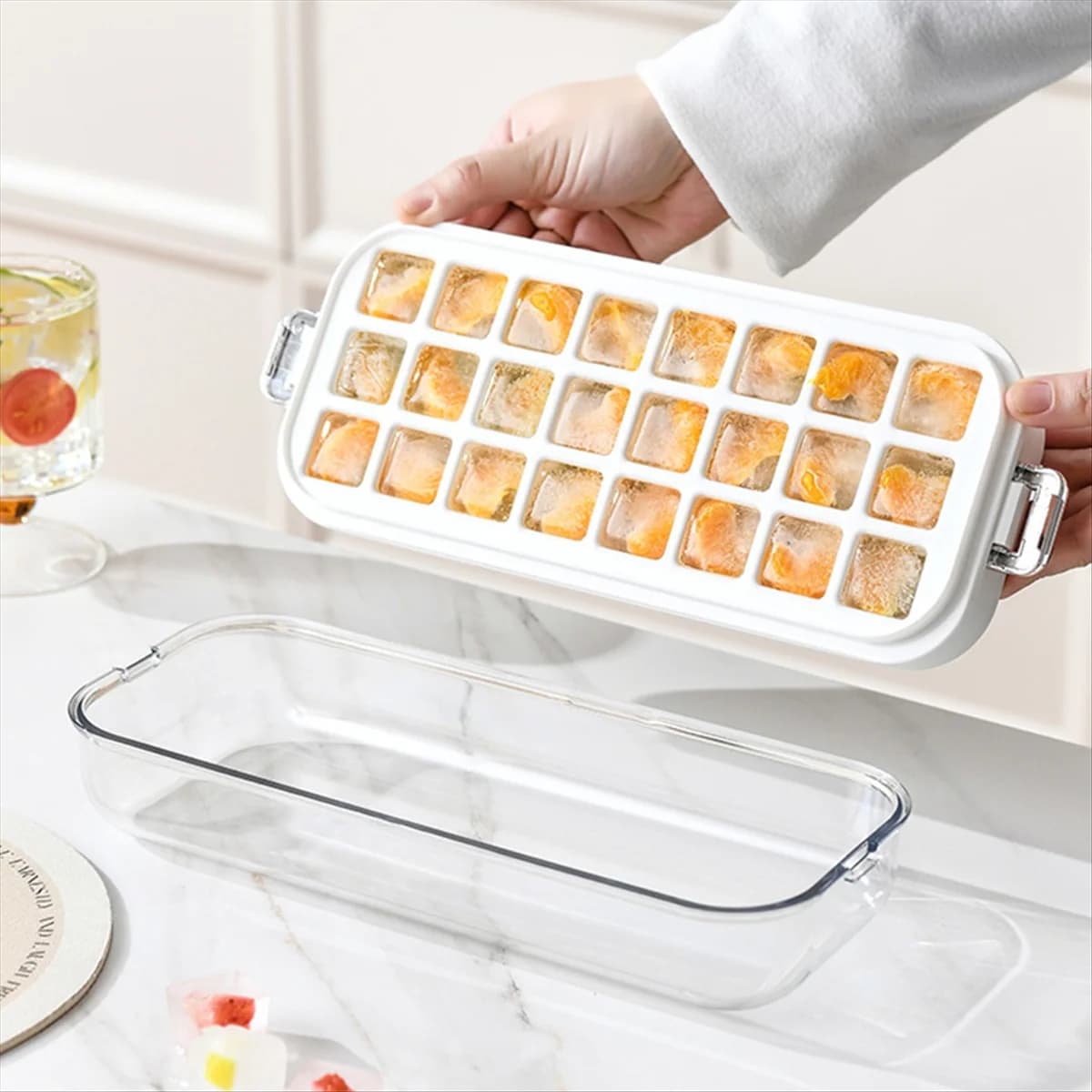 Y31A 24 Stampo per vassoio per ghiaccio tipo griglia Stampo per vassoio in silicone per uso alimentare Vassoio per cubetti di ghiaccio per produttore di ghiaccio fai da te,B