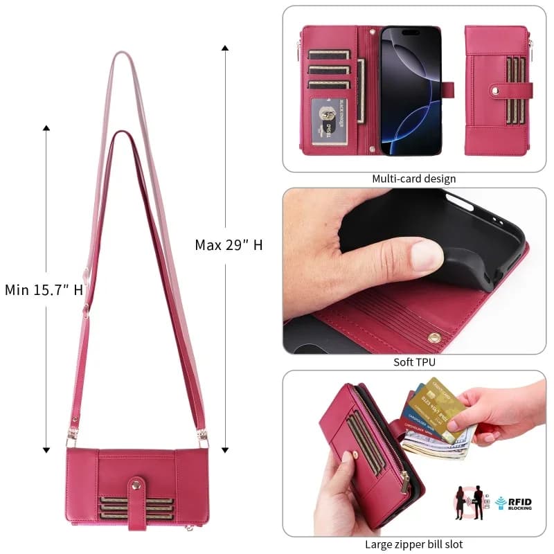 Leather Case for Samsung Galaxy S25 Edge S24 Ultra S23 FE S22 S21 Plus A56 A36 A16 A26 A35 A15 Wallet Case for Phone