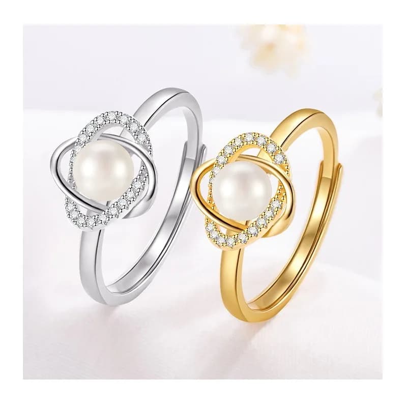 Anello Classico con Perla da Donna, Anello Inossidabile per Dito Indice, Anello in Argento Squisito da Donna, Lusso Leggero, Impilabile