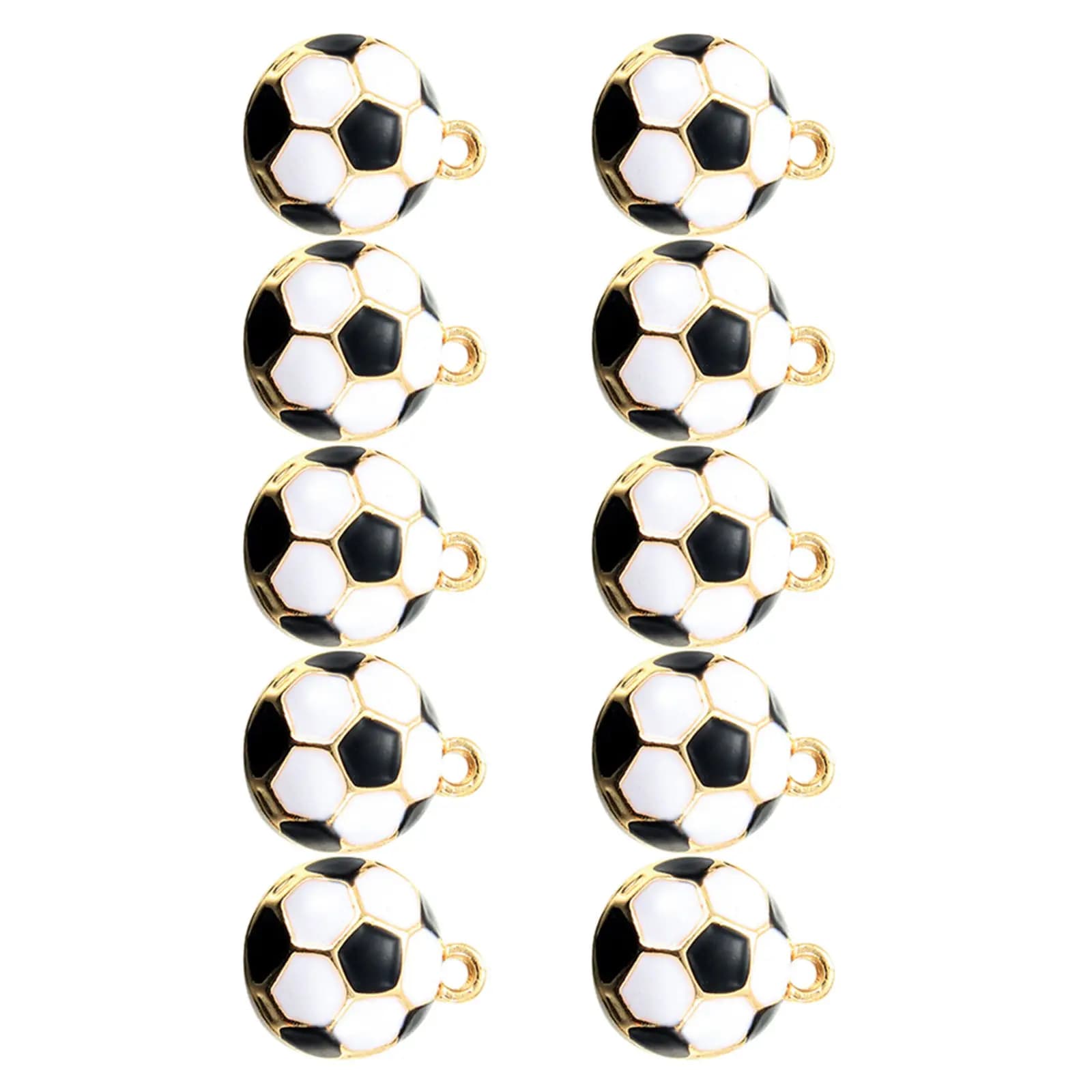 10 ciondoli dorati a forma di pallone da calcio, accessori fai da te per gioielli, portachiavi, bracciali, collane, decorazioni pendenti in lega a forma di pallone da calcio