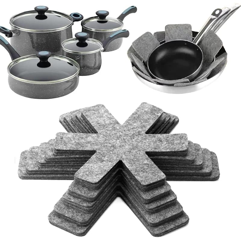 Protezioni per pentole e padelle Divisori per pentole in tessuto non tessuto Cuscinetti divisori per pentole resistenti al calore per l'organizzazione dell'armadio Protezione degli pentole