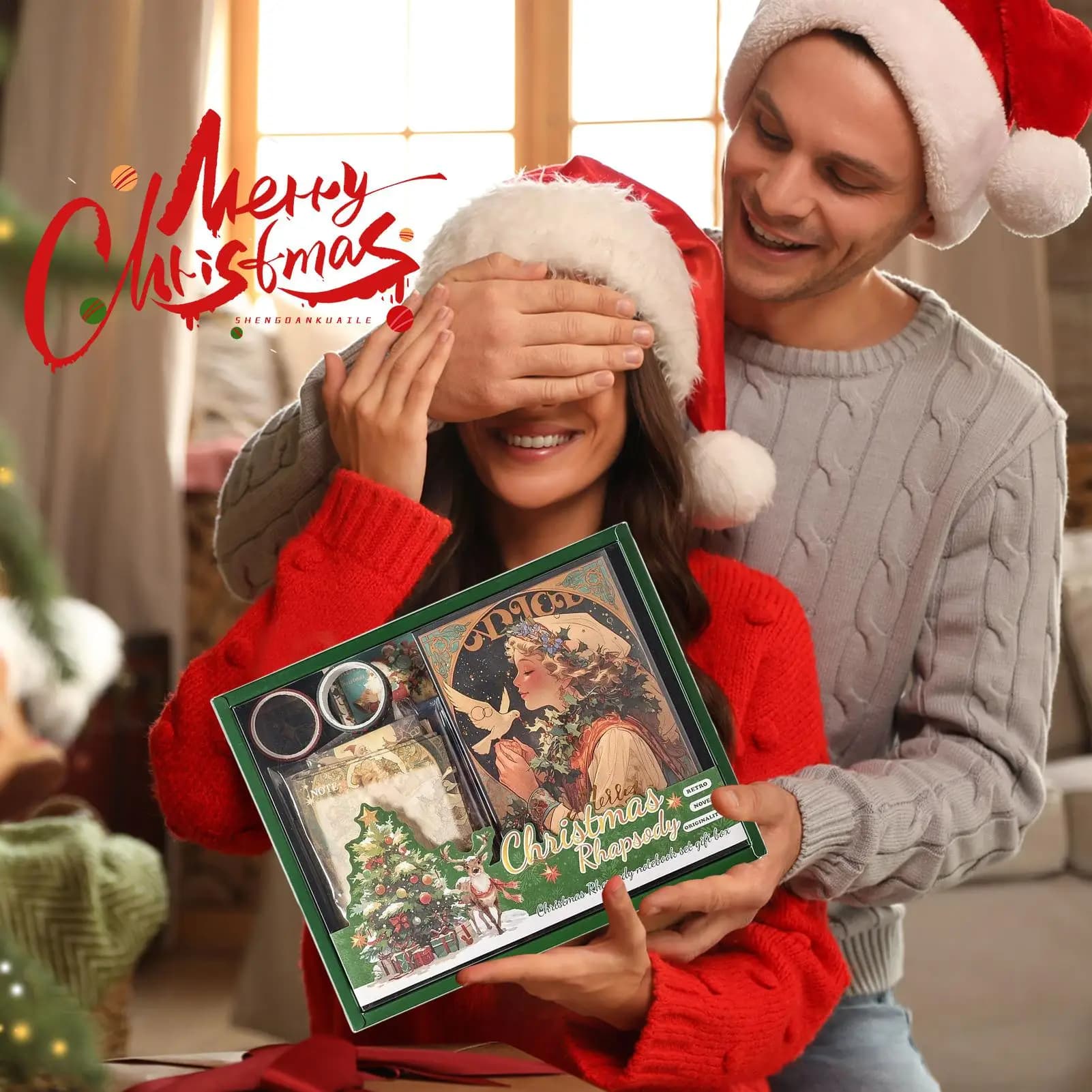 Adesivo natalizio con taccuino Adesivi per biglietti d'auguri natalizi con note adesive Kit di decalcomanie natalizie per la decorazione del diario della casa