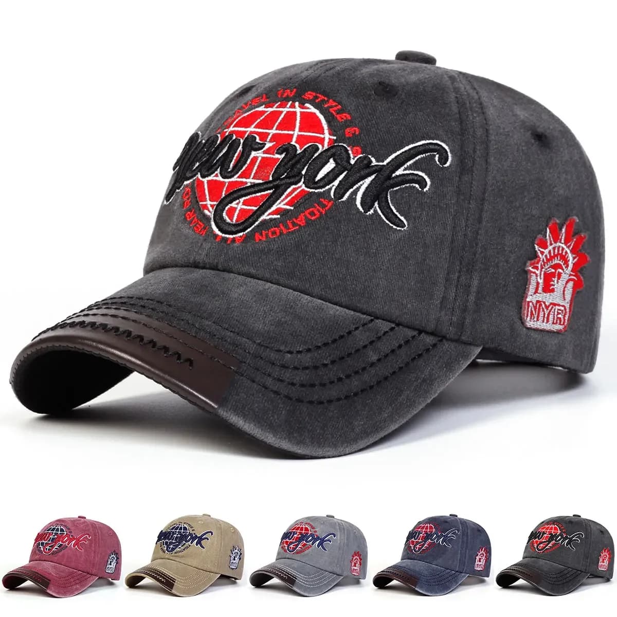 Unisex baseball caps with embroidery New York Wash Adjustable casual hats for spring and autumn outdoors hip-hop hat Solar protection hat