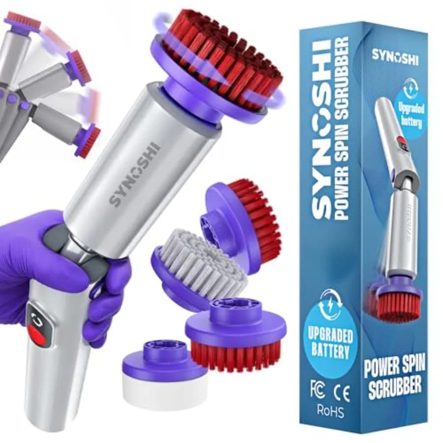 Set of 2 Brushes Electric Rolls PRO for Cleaning Bath, Shower, Bath, Kitchen, Plastic Resistant, Bianche