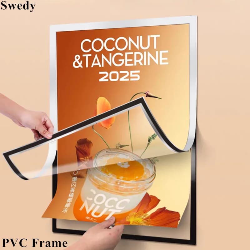 5 Pezzi A5 Argento Oro Autoadesivo Magnetico Frigorifero Foto Tasca per Poster Cornice Etichetta Prezzo Porta Cartello Cornice in PVC