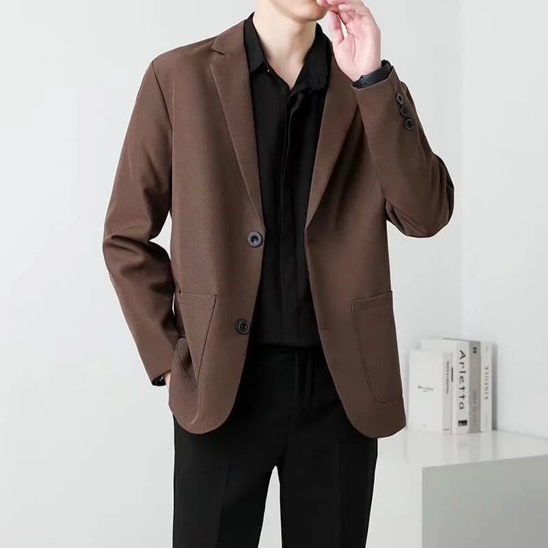 Giacca da uomo primavera marrone nero giacca slim fit moda sociale giacca da uomo giacca formale da lavoro giacca da ufficio S-3XL