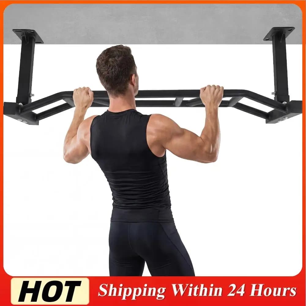 47 inch ceiling bar, adjustable height and supports up to 600 pounds, wall mounted traction bar, home gym equipment