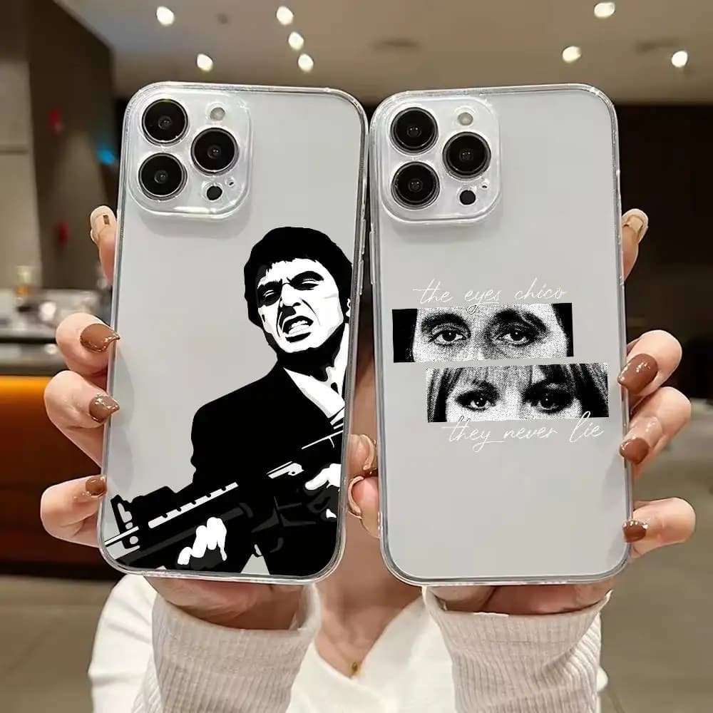 Movie Scarface Clear Hard Phone Case For iPhone 17 16 15 14 13 12 11 Mini Pro Max Plus Transparent Cover