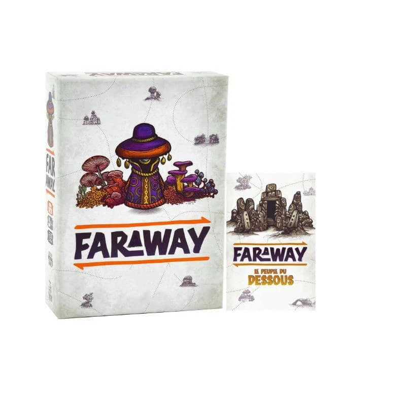 Gioco da tavolo inglese FARAWAY | Gioco base da 113 carte | Espansione da 17 carte | Gioco di società multigiocatore strategico | Perfetto per la famiglia e gli amici
