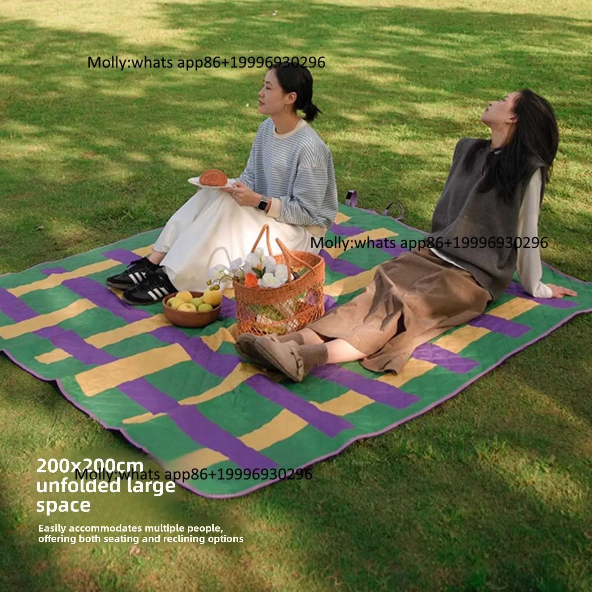 Ultrasonic Thickened Moisture-Proof Foldable Portable Picnic Mat Polyester Terylene Camping Blanket Heat Insulation Modern