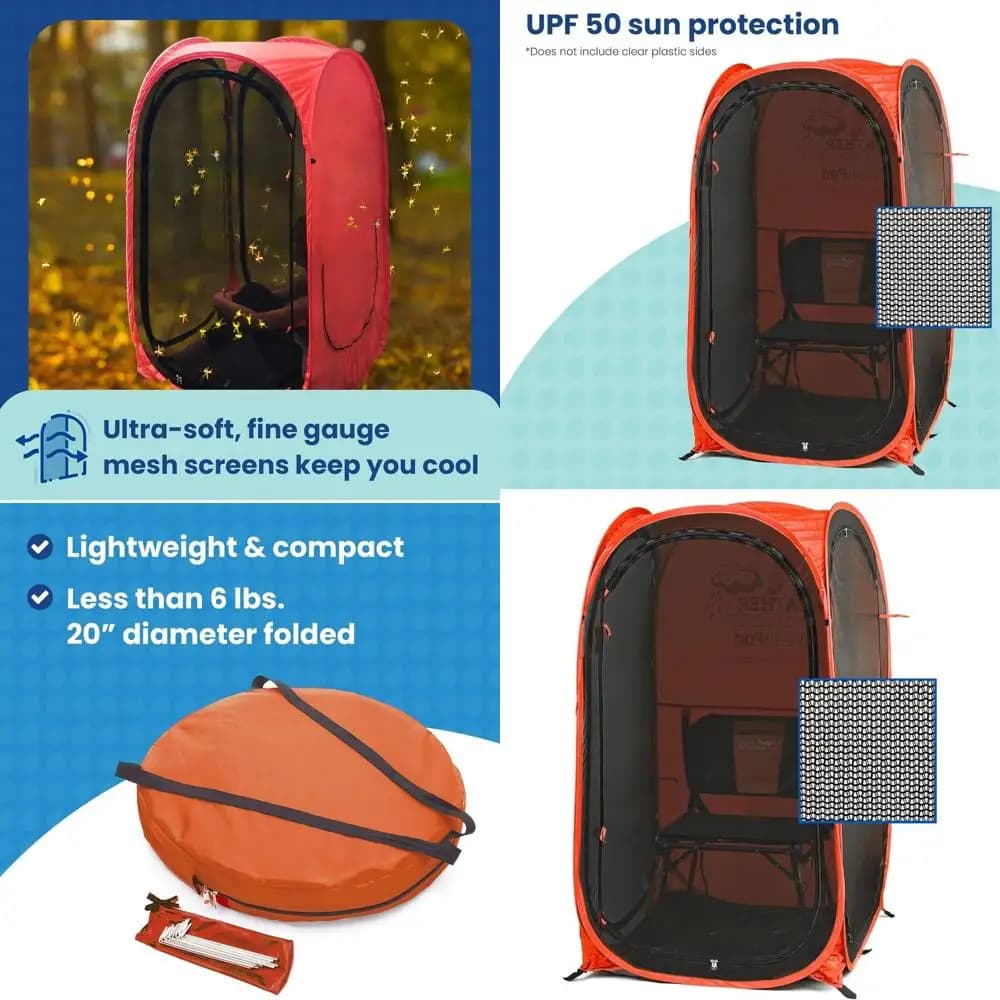 Pop-up network pod for 1-2 people - insect repellent, mosquito block and UV rays with solar protection UPF 50