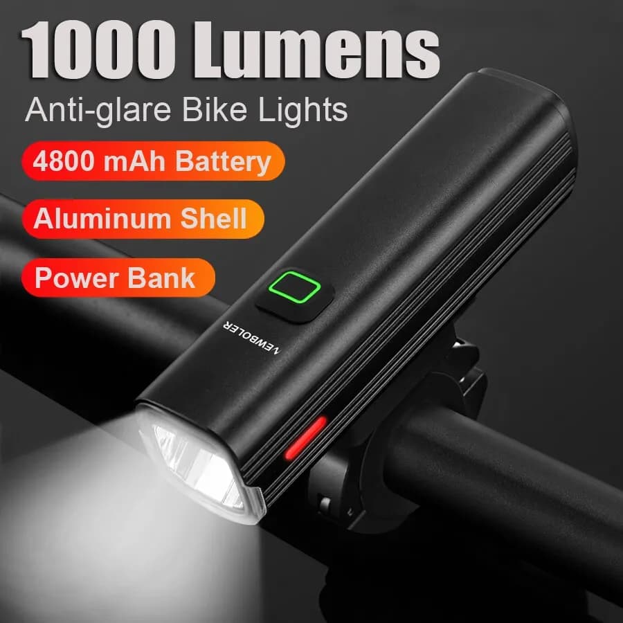 NEWBOLER 1000 Lumen bicycle torch front bike rear light MTB light set 4800mAh cycling lamp accessory