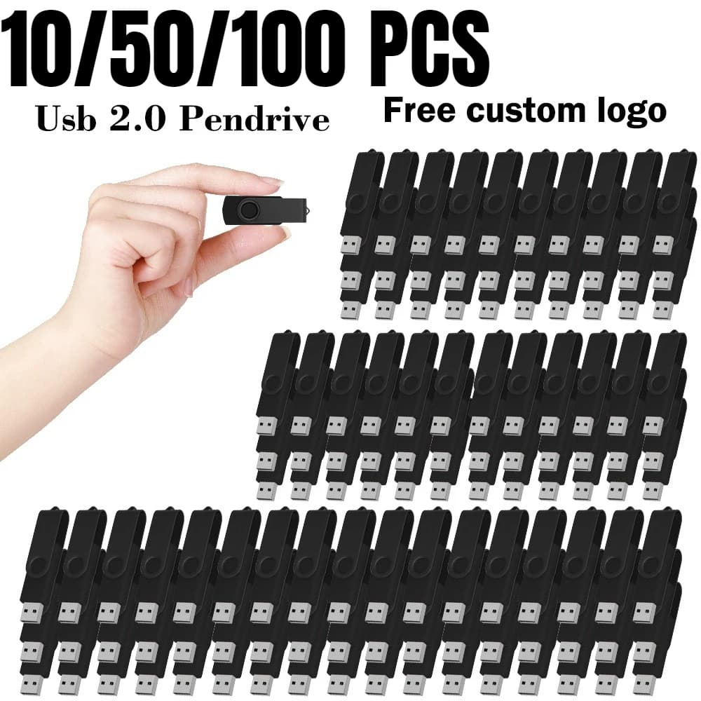 Chiavetta USB 2.0 da 10/50/100 Pezzi, Pendrive 1GB 2GB 4GB 8GB 16GB 32GB 64GB 128M con Logo Personalizzato