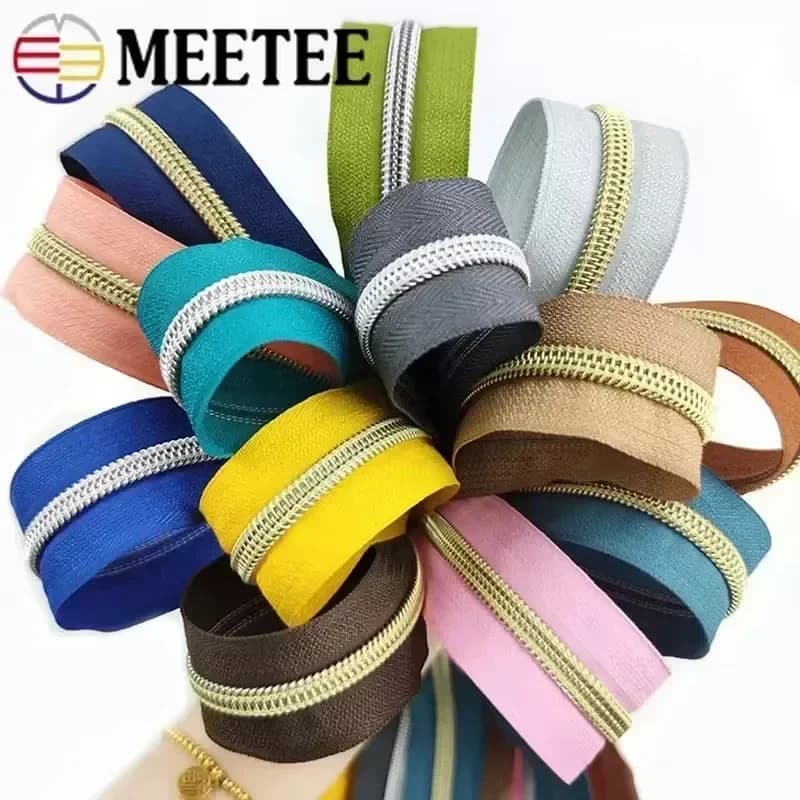 2/4/10/20M 5 # Cerniere in nylon Nastri Cerniera per denti oro argento per borse da cucito Zip Borsa Kit di riparazione cerniera per indumenti Accessori fai da te