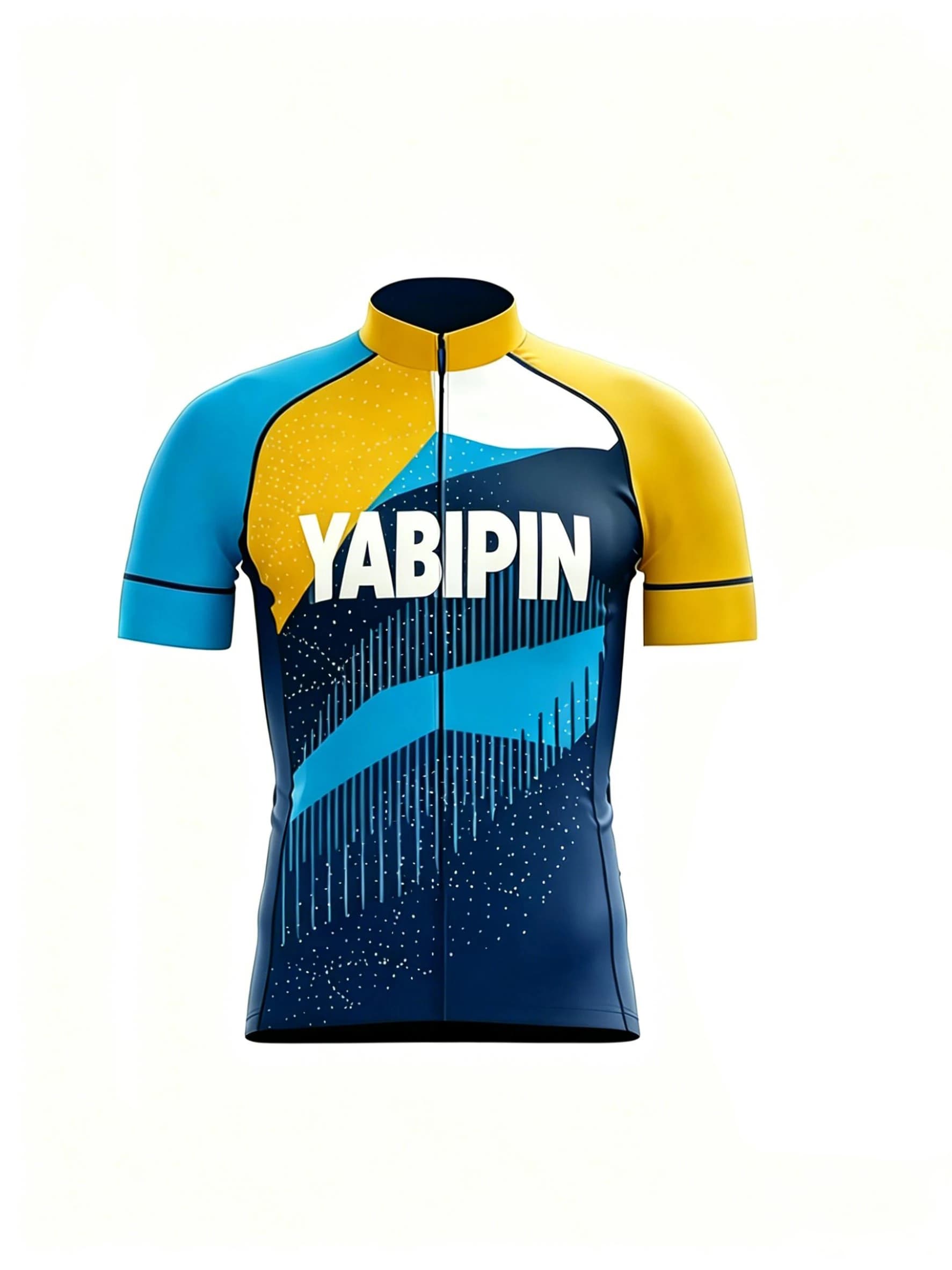 All Terrain Men‘s Bike Shirt Short Sleeve, Stand Collar Crewneck Full Zip Breathable Quick Dry Lightweight Jersey