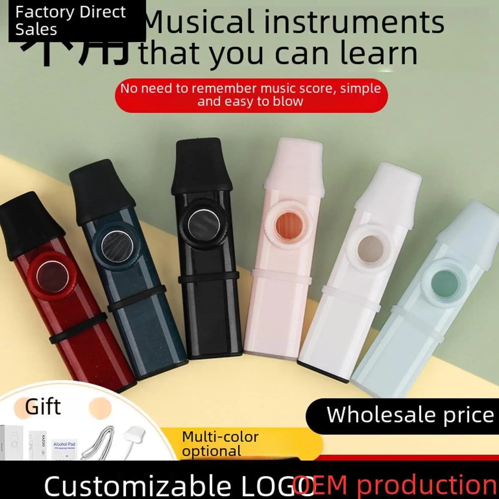 Flauto Kazoo portatile con cordino regolabile per violino, pianoforte, ukulele