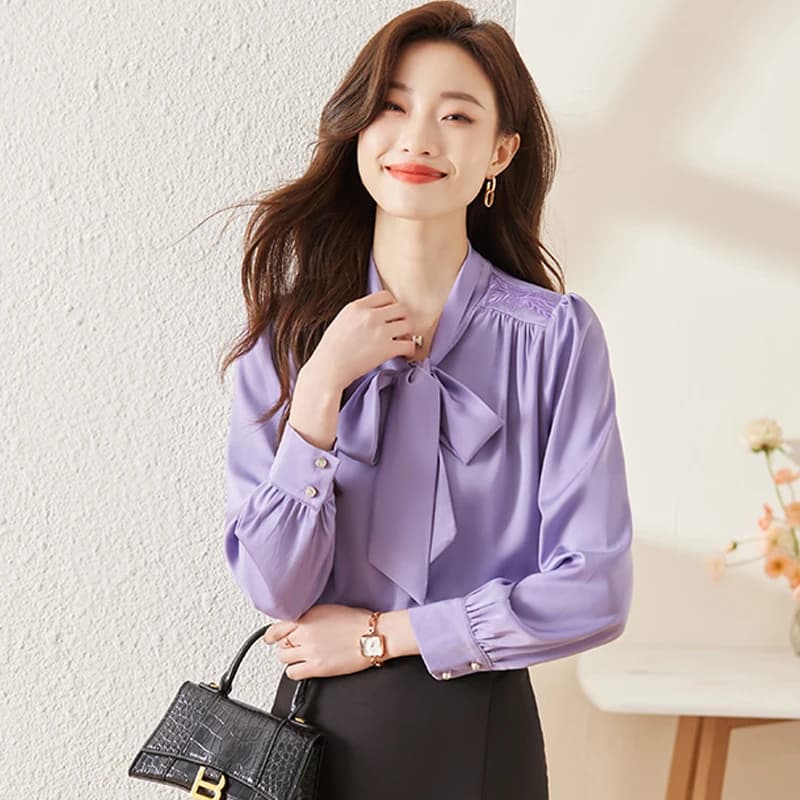 White Chiffon Blouse Summer 2026 Bow Tie Sash French-Style Top Stylish Fashionable High-End Business Casual Shirt