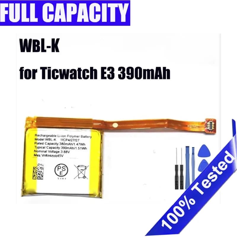 Batteria nuovissima WBL-K per batteria ricaricabile Smartwatch Ticwatch E3 390mAh