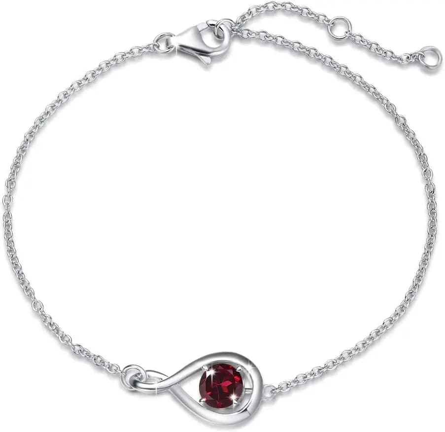 Love Bracelet 925 Sterling Silver Infinity Birthstone Bracelets for Women Fine Jewelry Birthday Mothers Day Gifts for Her Mom Wi