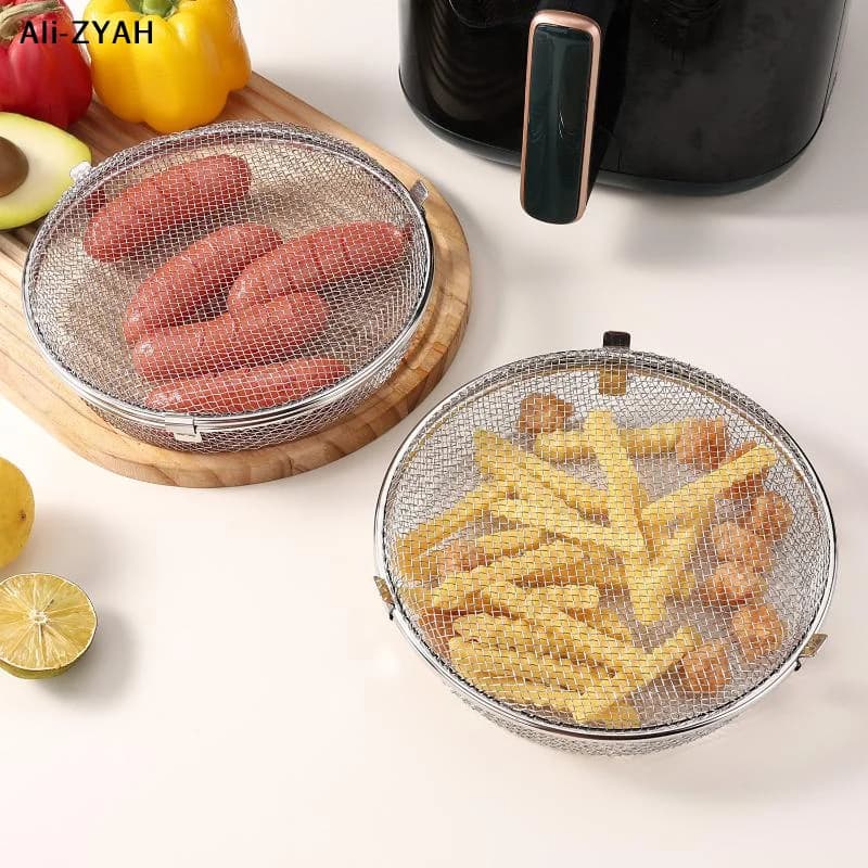'Yy' 304 stainless steel air fryer basket, to quickly drain oil, anti-rust drainage basket, multifunctional security basket for baking