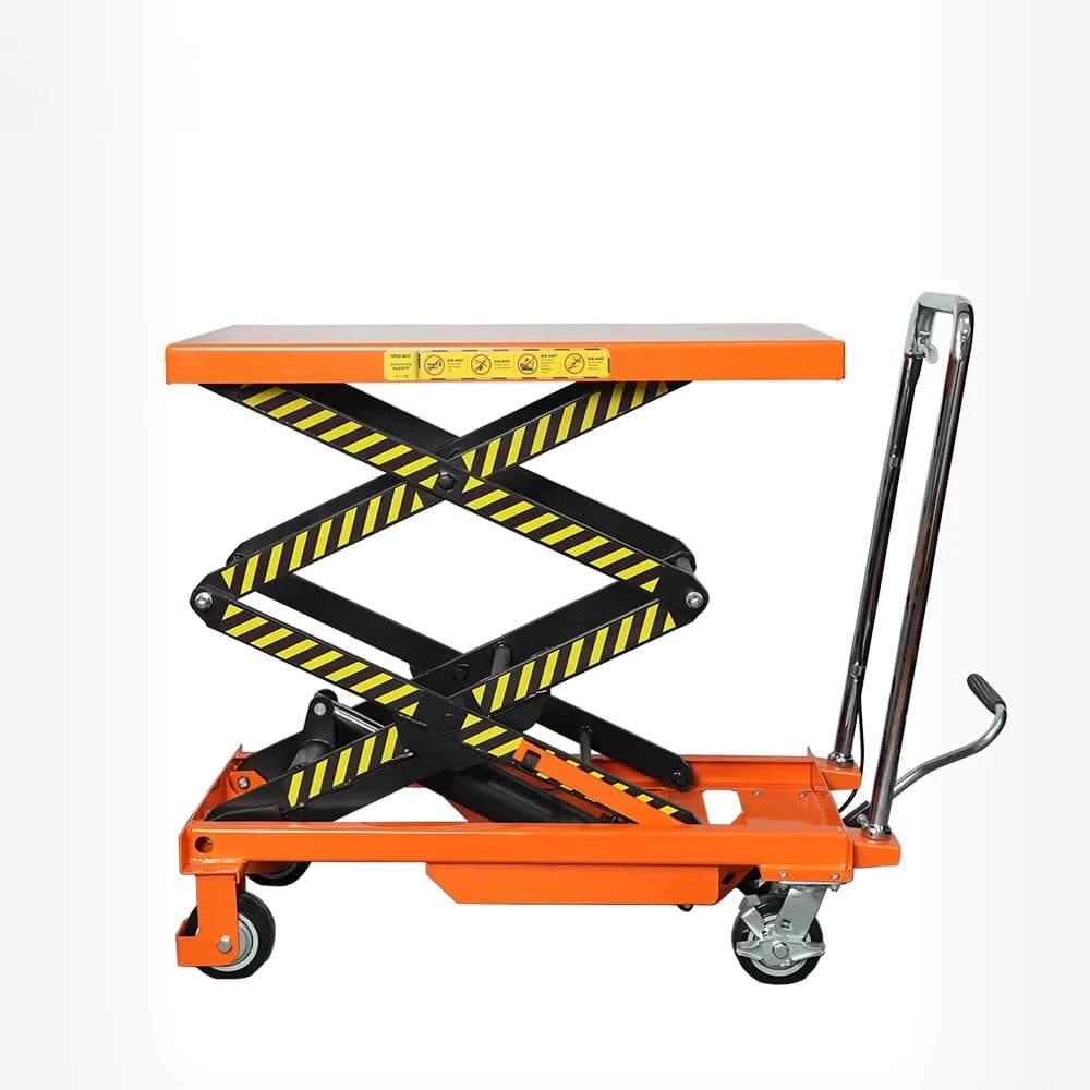 Carrello con piattaforma a forbice manuale per porta magazzino