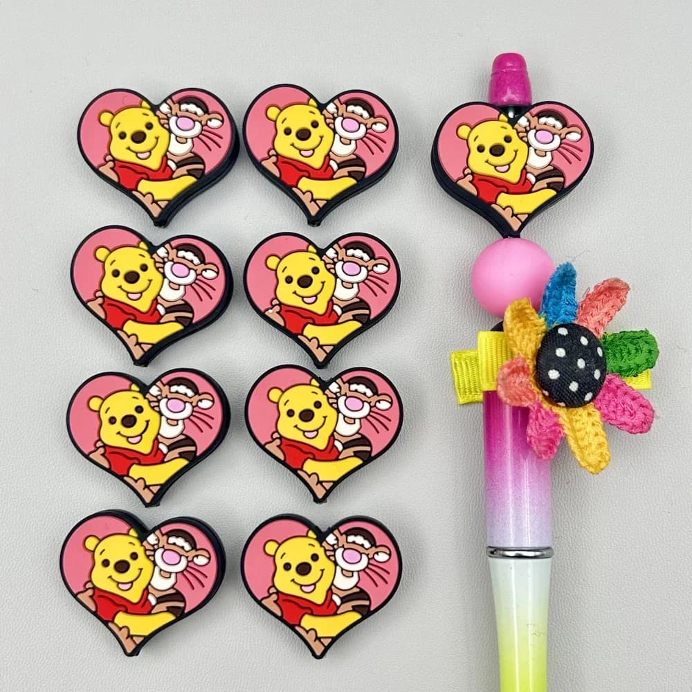 10PC FAI DA TE Cartoni Animati Popolari Perline di Silicone Catena Del Capezzolo Penna di Perline Accessori di Gioielli Perlina Focale Silicone di Grado Alimentare Per I Giocattoli Del Bambino