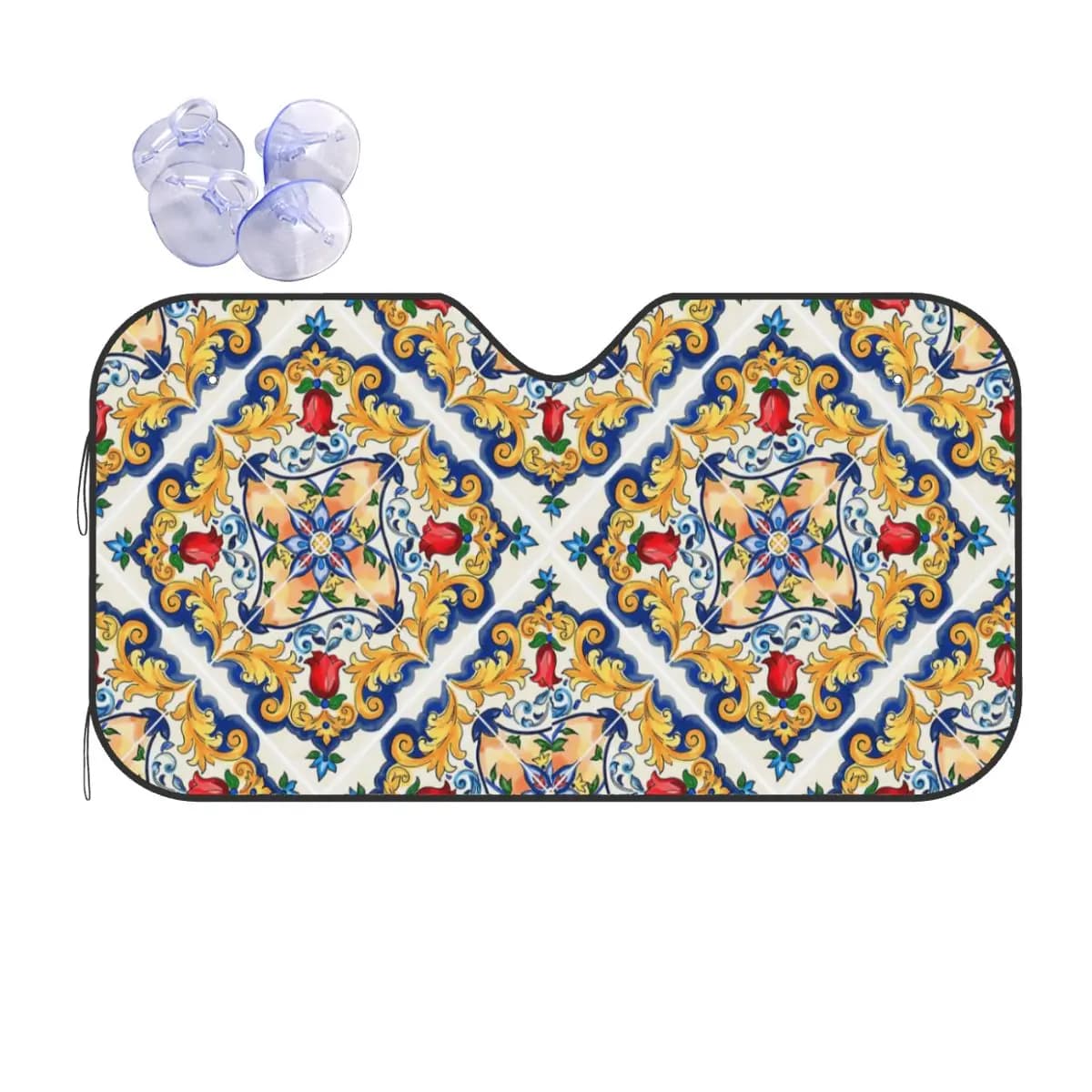 Siciliana Majolica Fiori floreali colorati Piastrelle Modello Parasole Parabrezza Parabrezza anteriore per auto Finestra Copri visiera parasole