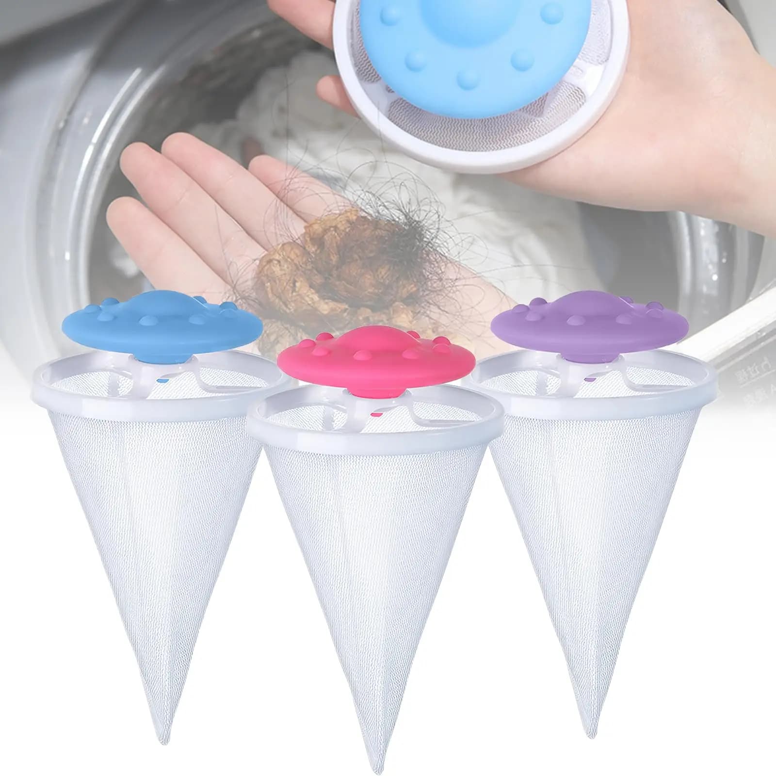 1/3/6/9PCS Floating Hair Filtering Mesh for Washing Machine, Hair Filter Catcher Pet Hair Filter Cleaning Mesh Bag for Laundry