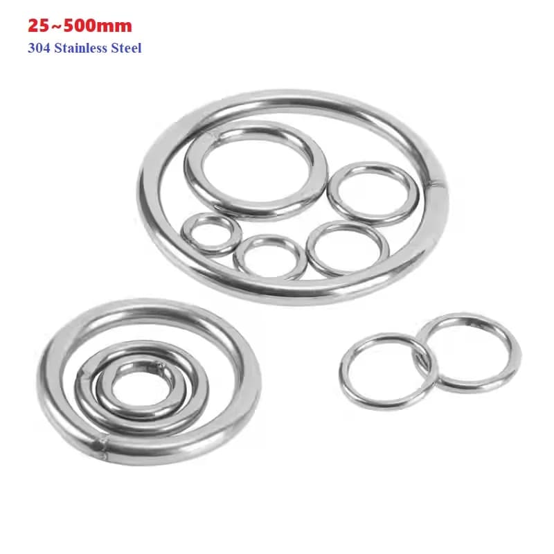 M5 M6 Anelli circolari in acciaio inossidabile 304 Soldati solidi O Ring Anello in ferro Anello per animali domestici Rete da pesca Tirare anelli rotondi Gancio 25-500mm