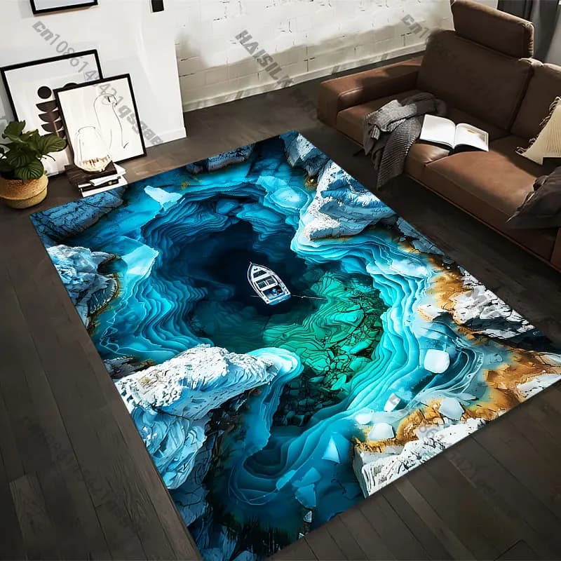 Carpets printed with 21 dimensions boat theme between laminated frozen waters, yoga mats for adults, decorations for living room, customized zerbini