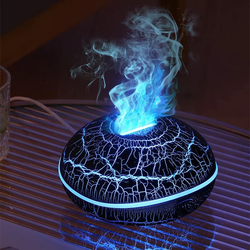 Diffusore di aromi di olio essenziale di fiamma umidificatore d'aria 360 con crepa di fuoco elettrica professionale ad ultrasuoni intelligente
