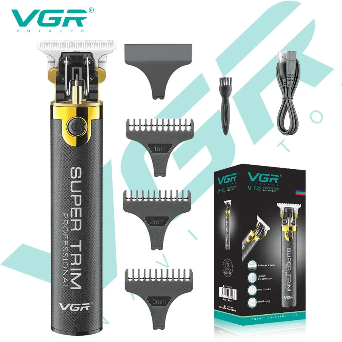 VGR 082 Hair Trimmer T9 Professional Hair Cutting Machine Cordless Rechargeable Bald Trimmer for Men