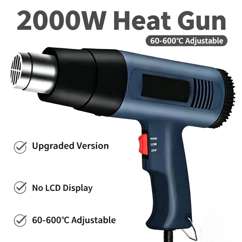 2000W Heat Gun Professional Hot Air Gun 60-600 D 4 Nozzles for DIY Stripping Paint Shrinking PVC and Home