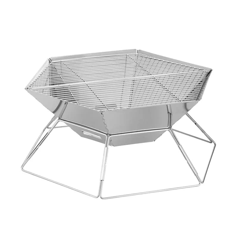 Folding Outdoor Camping Wood Stove Charcoal Barbecue Grill Stand Picnic Equipment Burner Brazier Supplies for Household