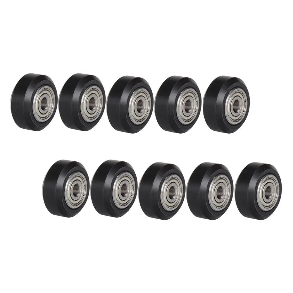 10 Pieces Plastic Pulley Wheels for 3D Printer with V Groove and Ball Bearings, Passive Wheels for Fluid Operation Printer