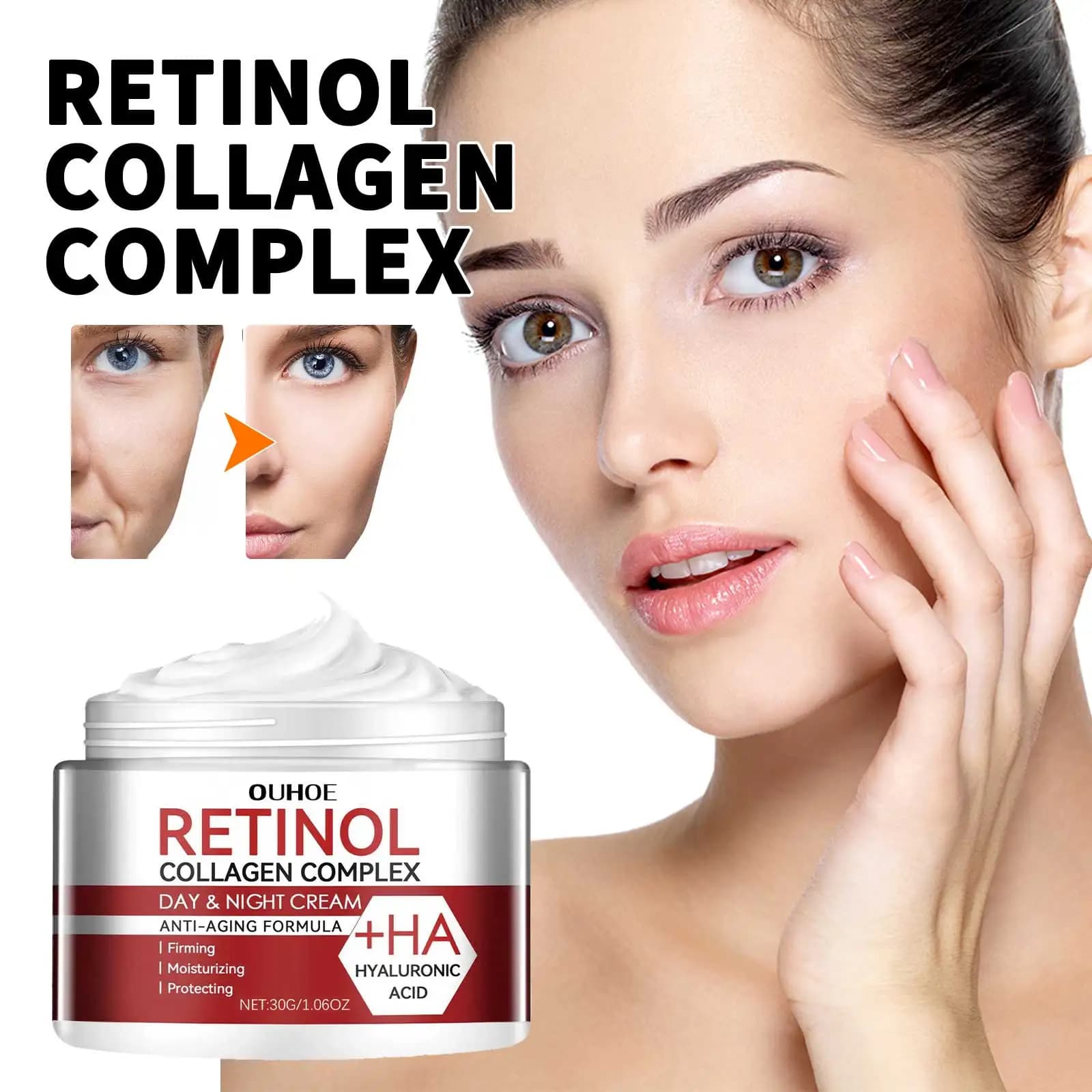 Lifting Cream to Retinol with Collagen, Reduces Rugs, Hydrating, Scratching and Skin Lighting