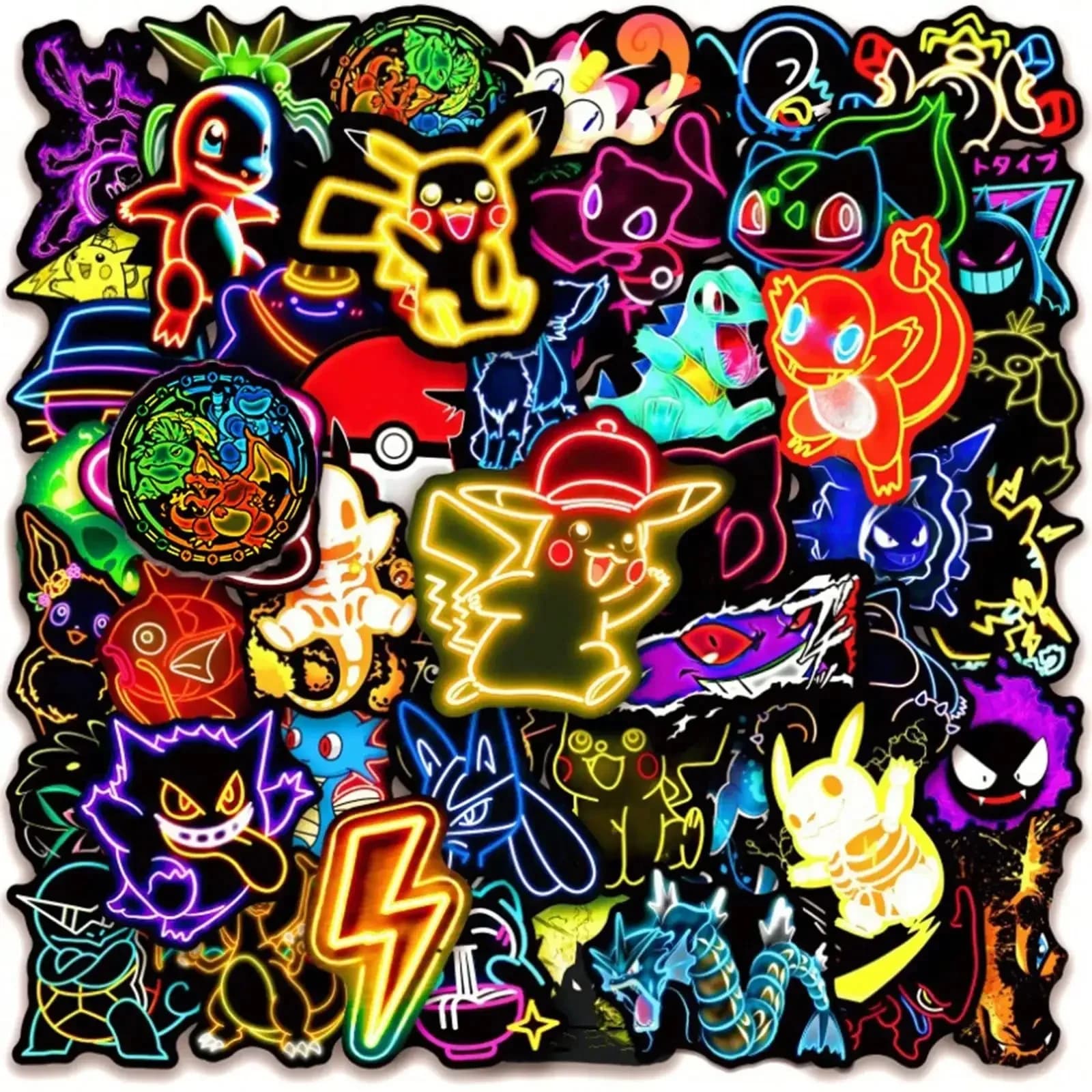 50 Pezzi Adesivi Graffiti Pokémon Carini, Adesivi Decorativi in PVC per Telefono, Computer, Notebook, Cancelleria, Giocattoli Fai-da-Te