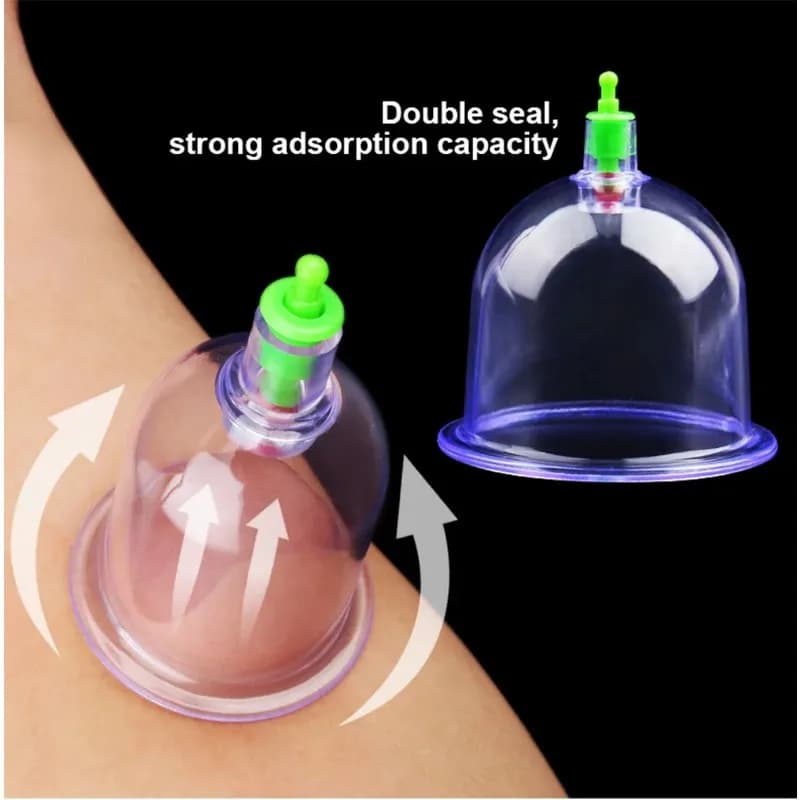 6 pieces vacuum cup set with pump gun suction cup back massage cup for body detoxifying cans anti-cellulite jars for healthy care